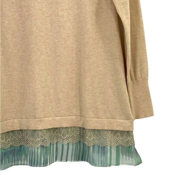 LOGO Lori Goldstein Womens SweaterTunic Top SP Cashmere Blend Lace Long Sleeve - Picture 3 of 8
